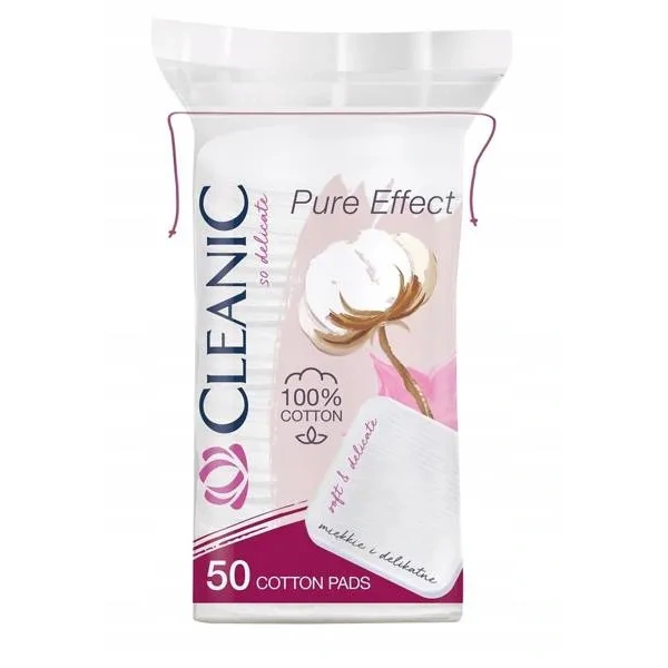 CLEANIC Pure Effect płatki kosmetyczne kwadratowe 50szt