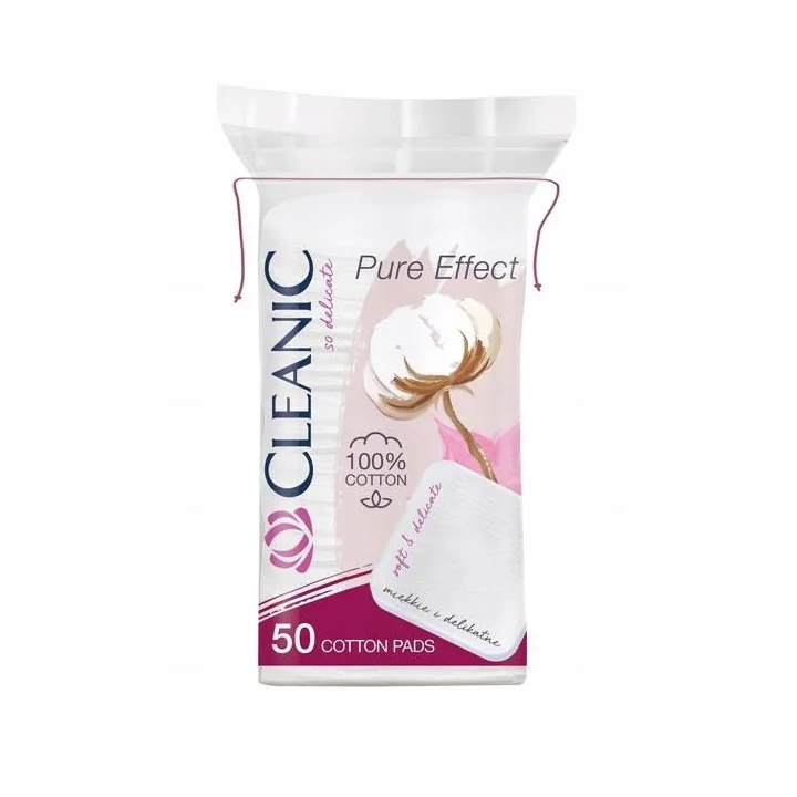 CLEANIC Pure Effect płatki kosmetyczne kwadratowe 50szt