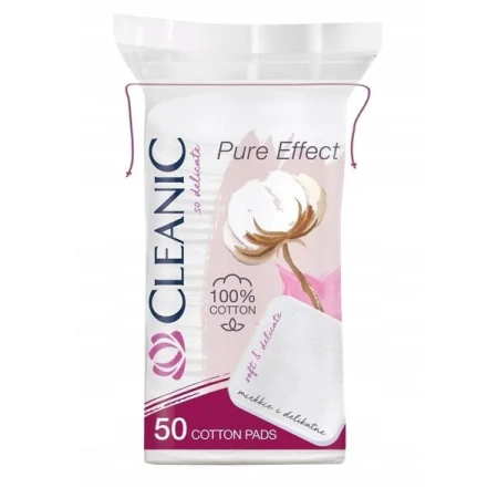 CLEANIC Pure Effect płatki kosmetyczne kwadratowe 50szt