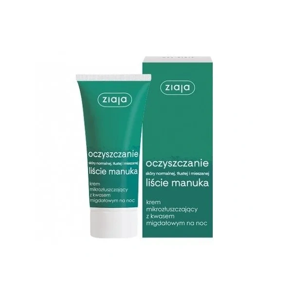 ZIAJA Liście Manuka Oczyszczanie krem mikrozłuszczający z kwasem migdałowym na noc 50ml