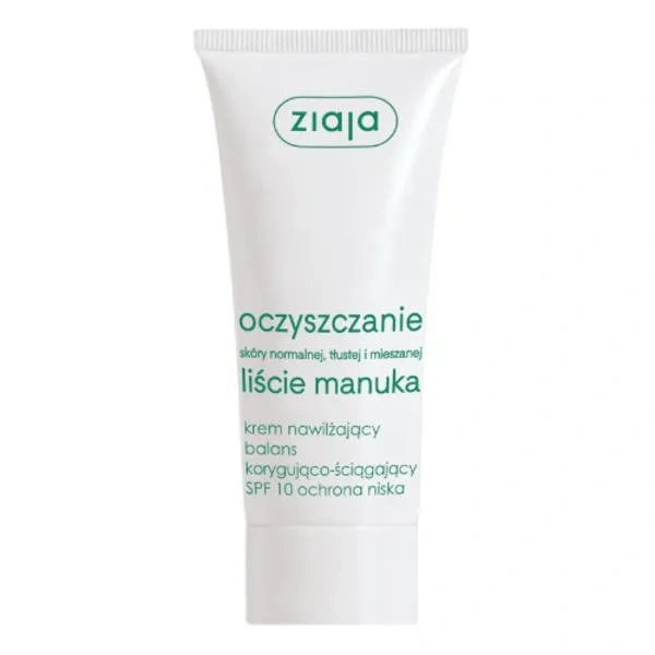 ZIAJA Liście Manuka Oczyszczanie krem nawilżający balans korygująco-ściągający SPF10 50ml