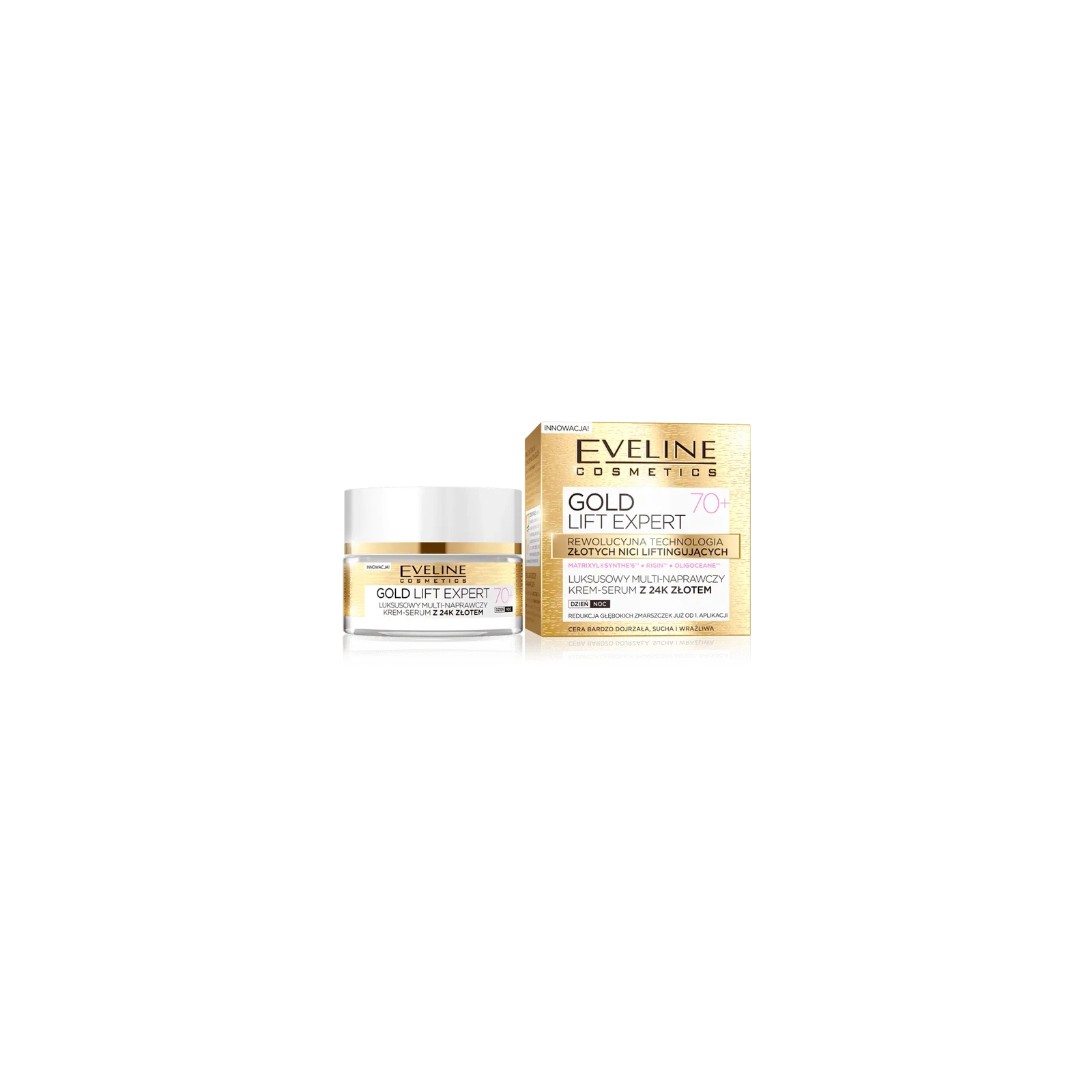 EVELINE Gold Lift Expert 70+ luksusowy multi-naprawczy krem-serum z 24K złotem 50ml
