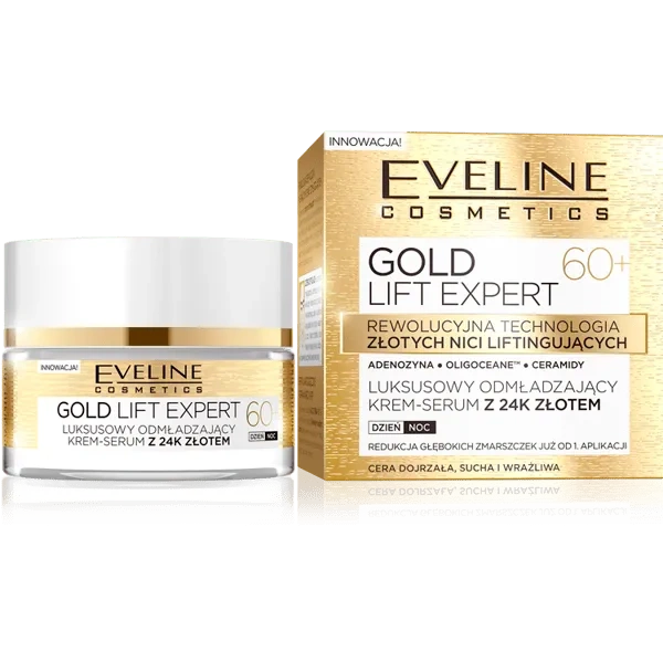 EVELINE Gold Lift Expert 60+ luksusowy odmładzający krem-serum z 24K złotem 50ml