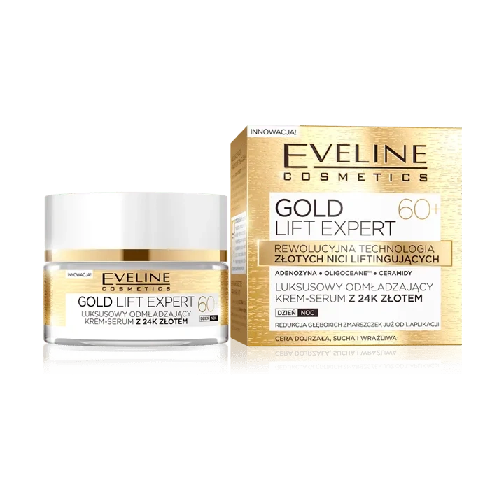 EVELINE Gold Lift Expert 60+ luksusowy odmładzający krem-serum z 24K złotem 50ml