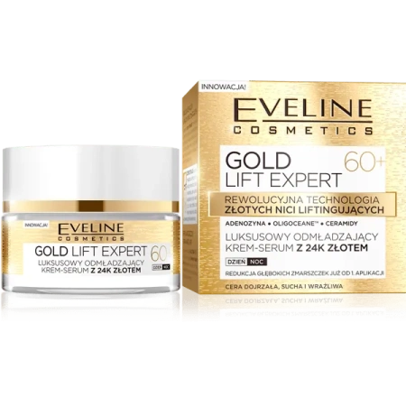EVELINE Gold Lift Expert 60+ luksusowy odmładzający krem-serum z 24K złotem 50ml
