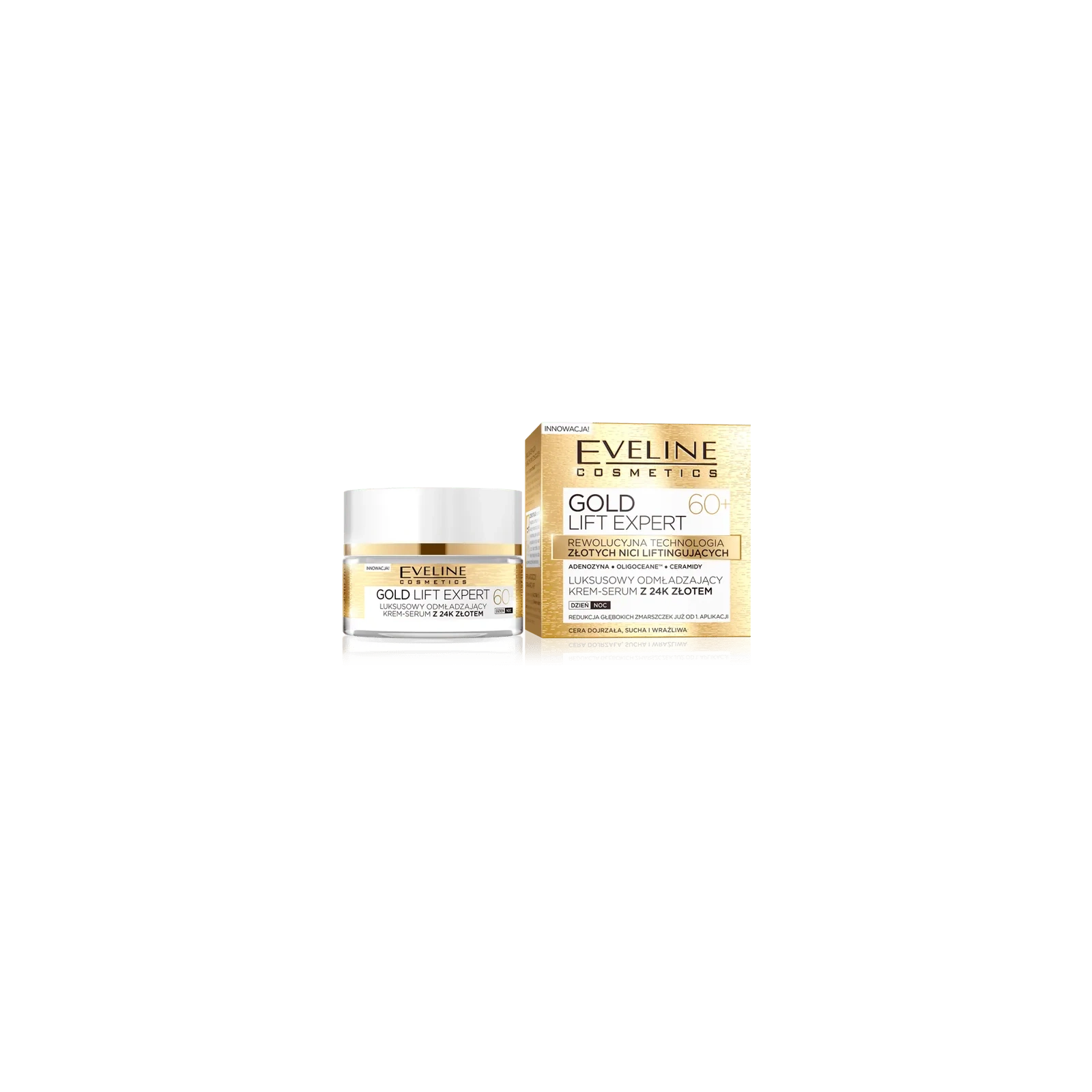 EVELINE Gold Lift Expert 60+ luksusowy odmładzający krem-serum z 24K złotem 50ml