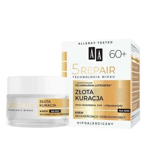 AA AA Technologia Wieku 5Repair 60+ krem regenerująco-odbudowujący na noc 50ml — Składniki i ocena