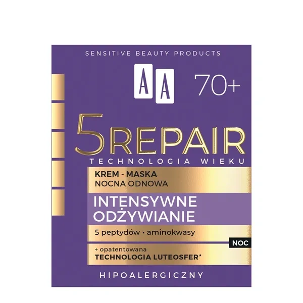 AA AA Technologia Wieku 5Repair krem-maska odbudowujący na noc 70+ 50ml — Składniki i ocena