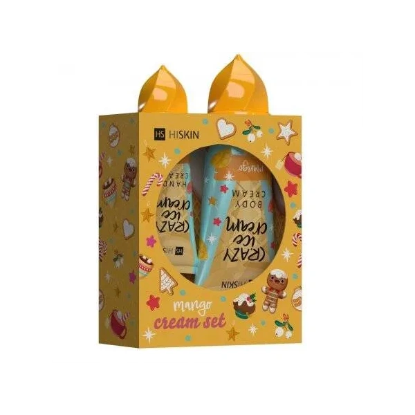 HISKIN Crazy Ice Cream zestaw do ciała [balsam 200ml + krem do rąk 50ml] MANGO