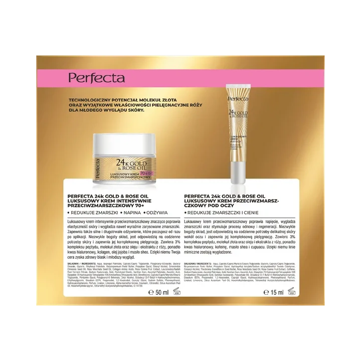 DAX Perfecta 24k Gold & Rose Oil zestaw do twarzy 70+ (krem + krem pod oczy) 