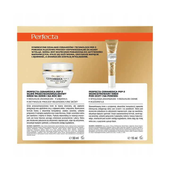 DAX Perfecta Ceramedica Pep-3 zestaw do twarzy 60+ (krem + krem pod oczy) 
