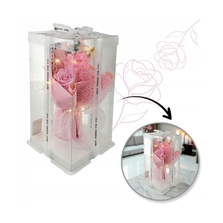 ECARLA Flower Box bukiet zapachowych kwiatów mydlanych w pudełku LED BUK19