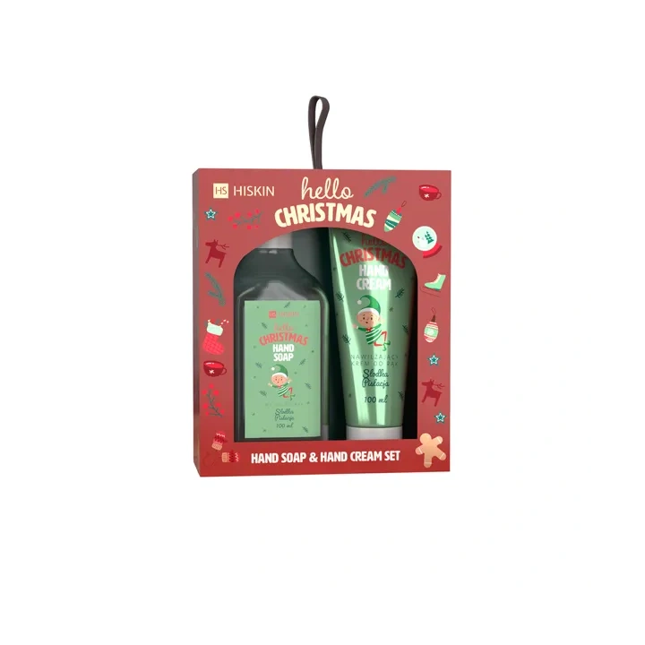 HISKIN Hello Christmas zestaw [mydło 200ml + krem do rąk 60ml] SŁODKA PISTACJA