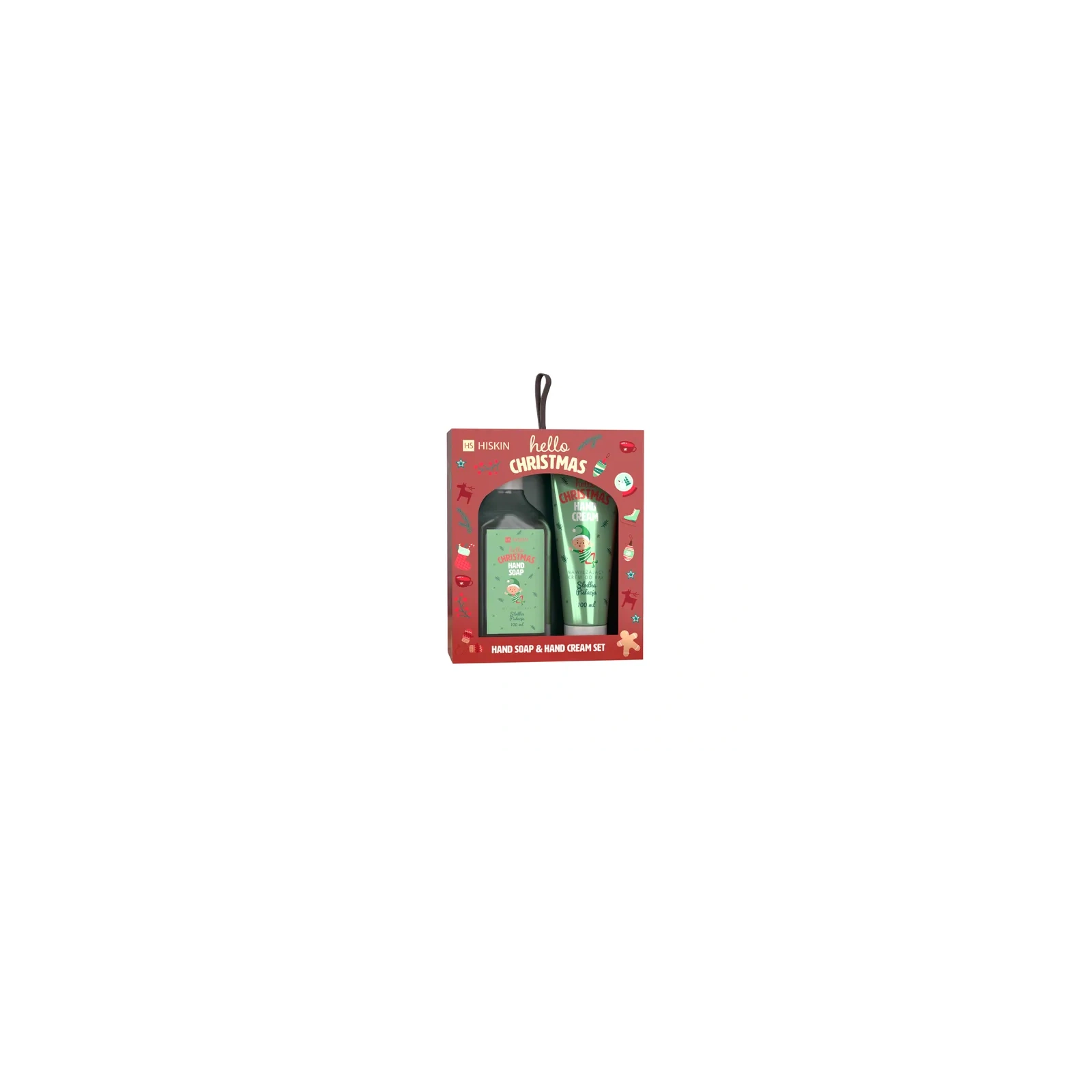 HISKIN Hello Christmas zestaw [mydło 200ml + krem do rąk 60ml] SŁODKA PISTACJA