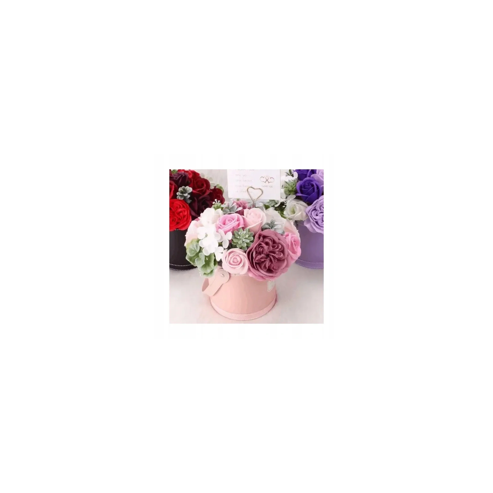 ECARLA Flower Box bukiet zapachowych kwiatów mydlanych Odcienie różru BUK10R
