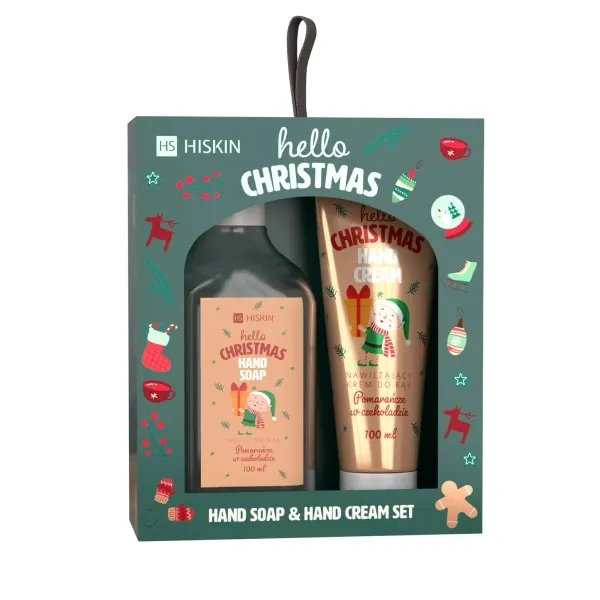 HISKIN Hello Christmas zestaw [mydło 200ml + krem do rąk 60ml] POMARAŃCZE W CZEKOLADZIE