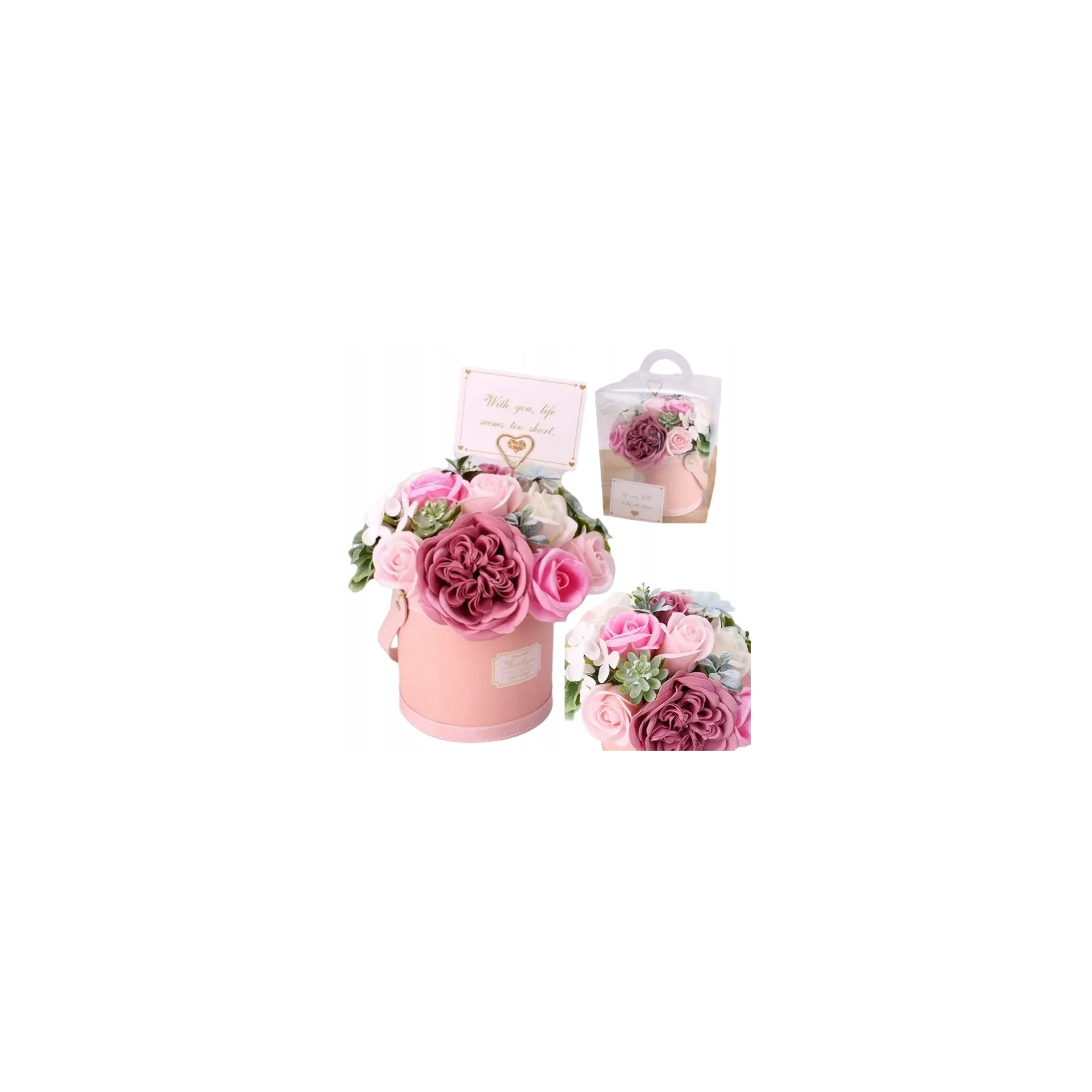 ECARLA Flower Box bukiet zapachowych kwiatów mydlanych Odcienie różru BUK10R