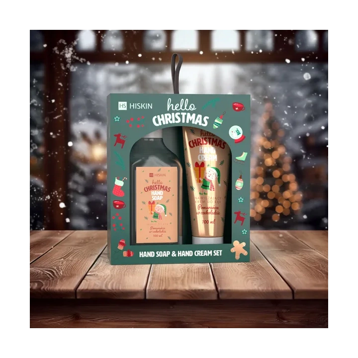 HISKIN Hello Christmas zestaw [mydło 200ml + krem do rąk 60ml] POMARAŃCZE W CZEKOLADZIE