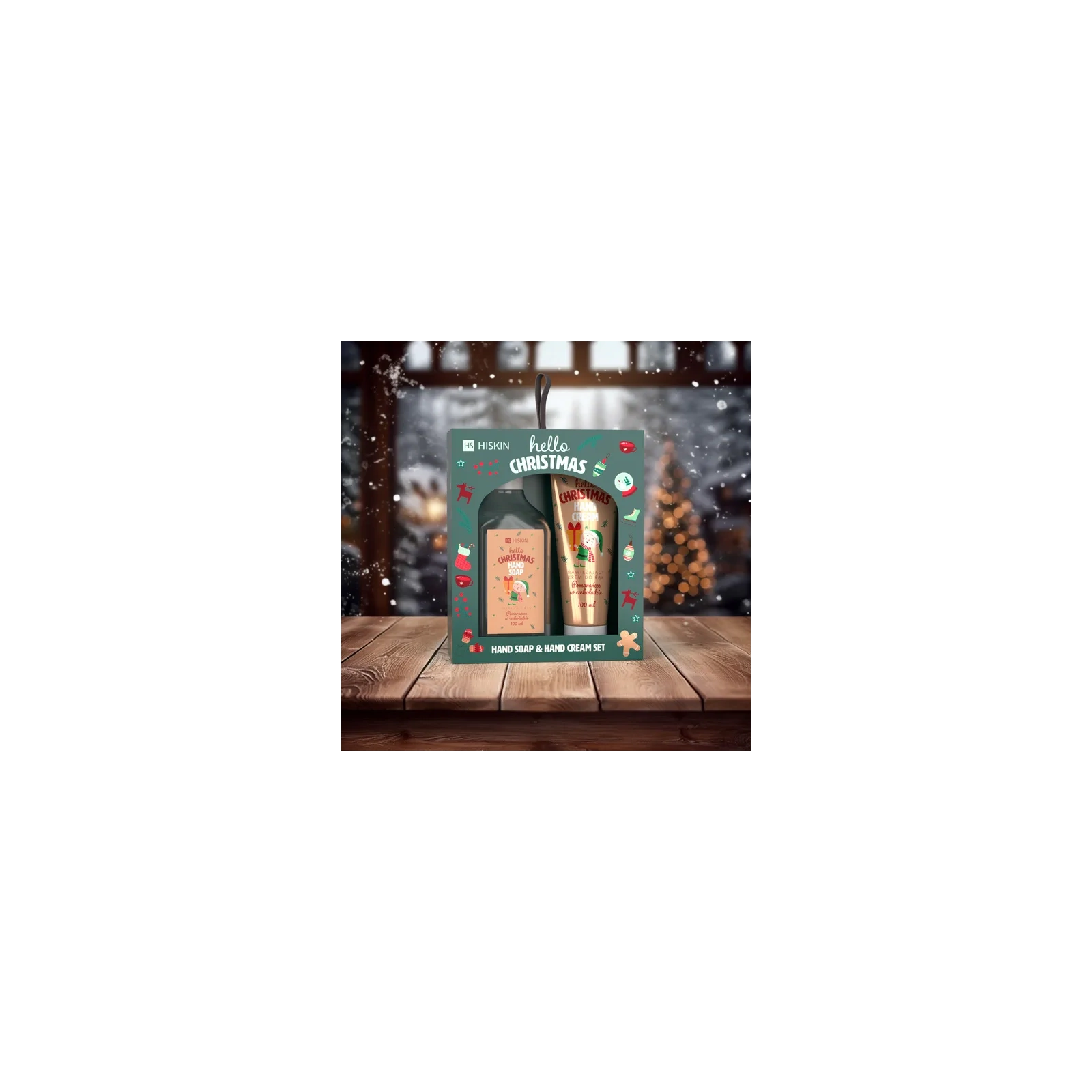 HISKIN Hello Christmas zestaw [mydło 200ml + krem do rąk 60ml] POMARAŃCZE W CZEKOLADZIE
