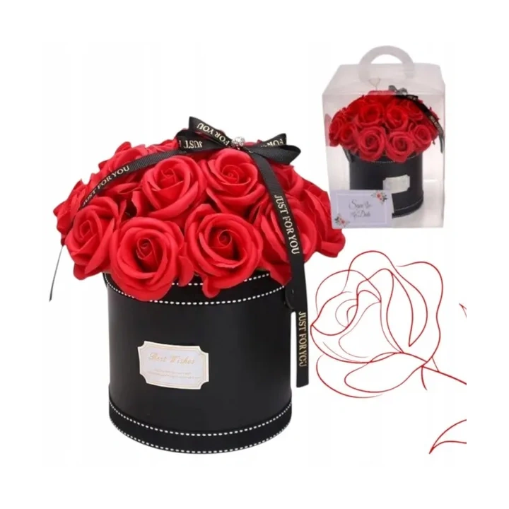 ECARLA Flower Box bukiet zapachowych kwiatów mydlanych 21szt Czerwone BUK08CZE