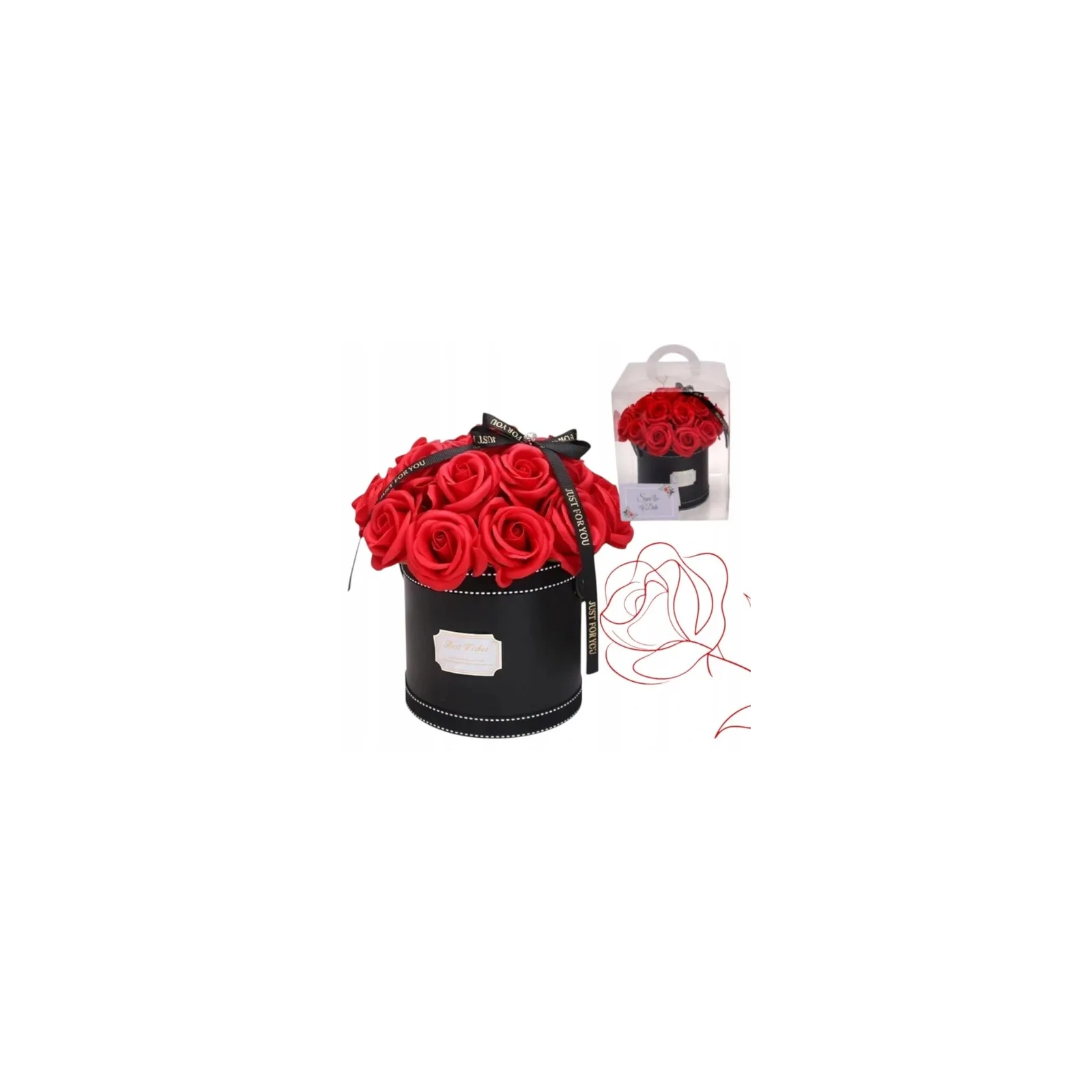 ECARLA Flower Box bukiet zapachowych kwiatów mydlanych 21szt Czerwone BUK08CZE