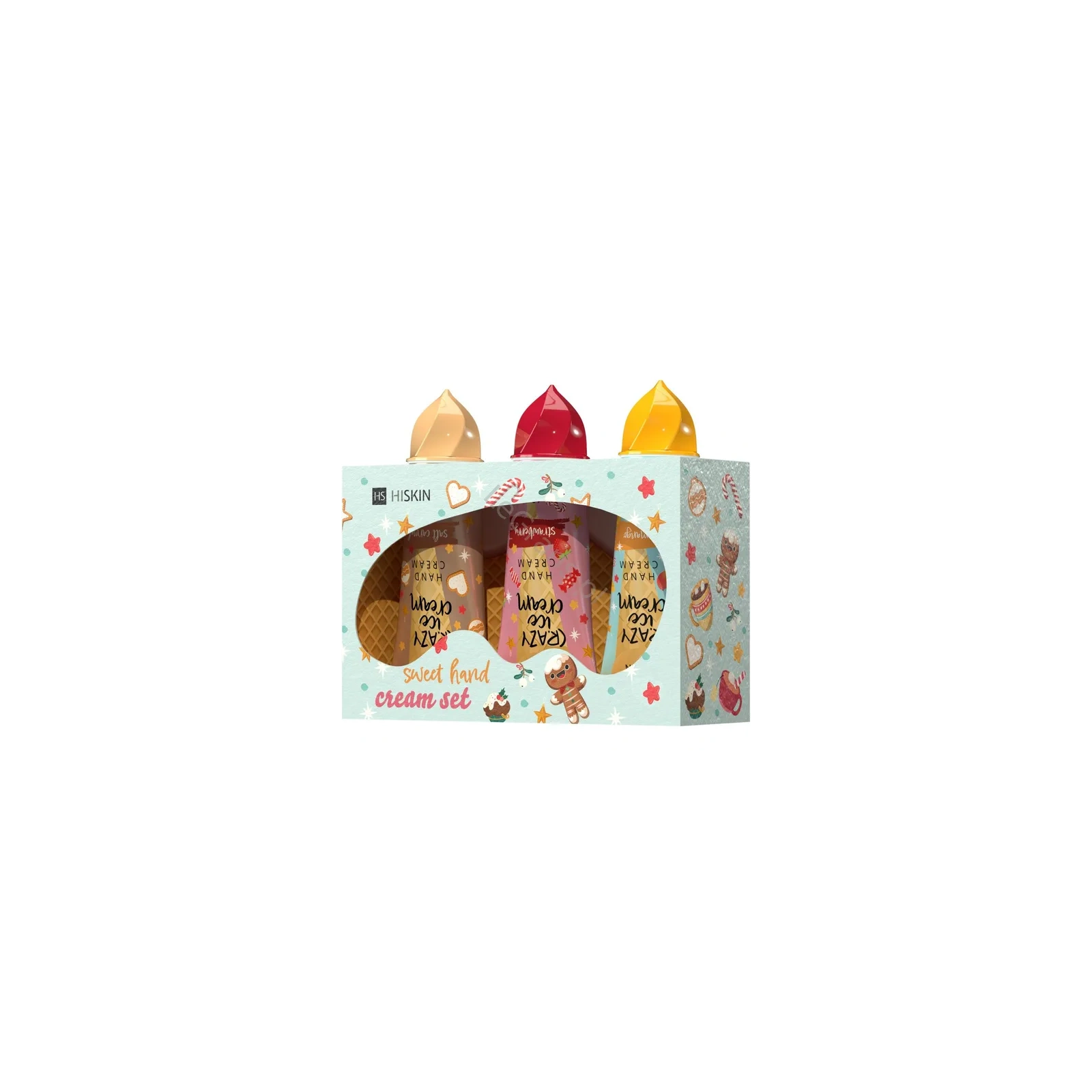HISKIN Crazy Ice Cream zestaw kremów do rąk Truskawka, Słony Karmel, Mango 3x60ml