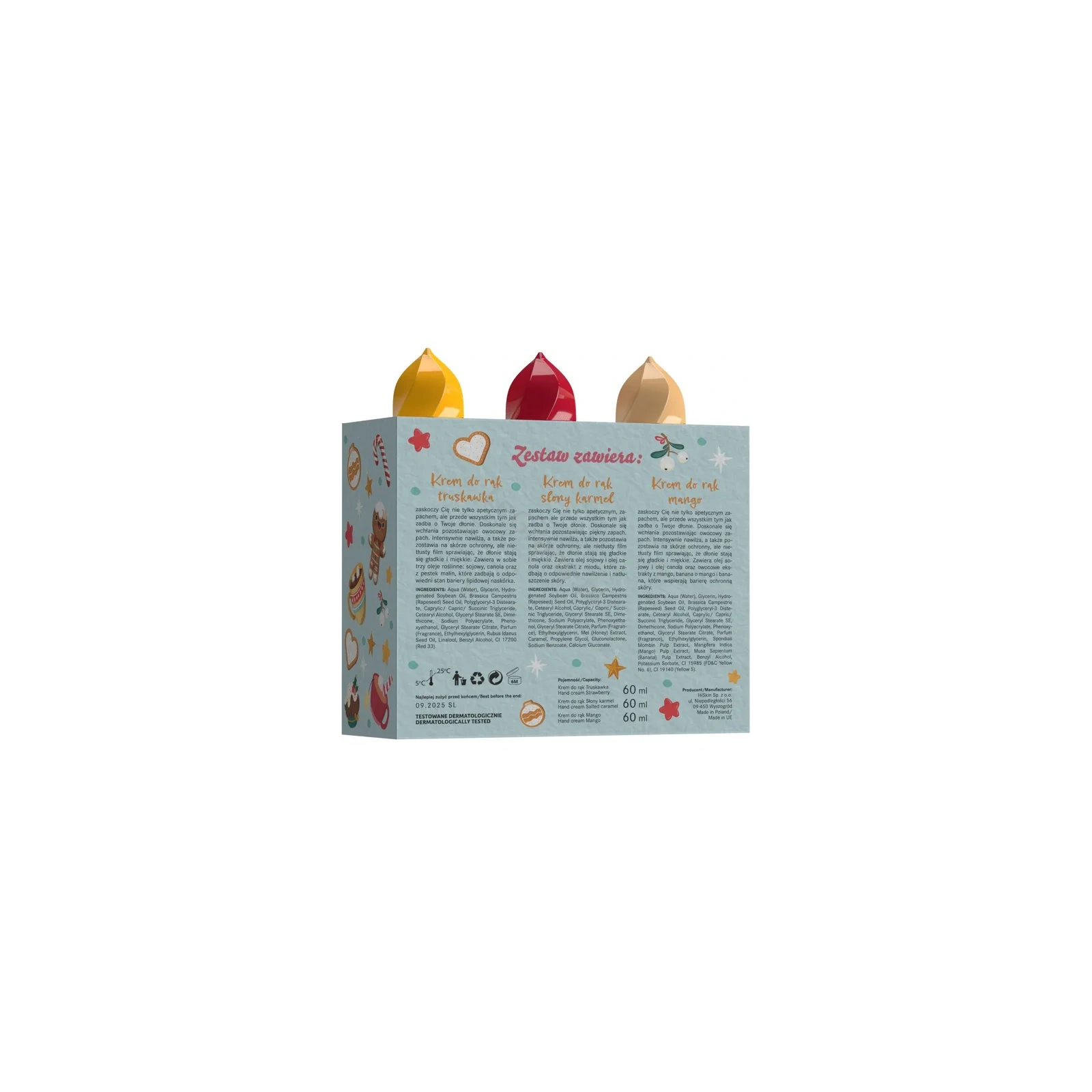 HISKIN Crazy Ice Cream zestaw kremów do rąk Truskawka, Słony Karmel, Mango 3x60ml