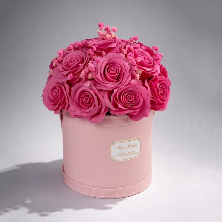 ECARLA Flower Box bukiet mydlanych kwiatów różowe RÓŻE 21szt BUK29