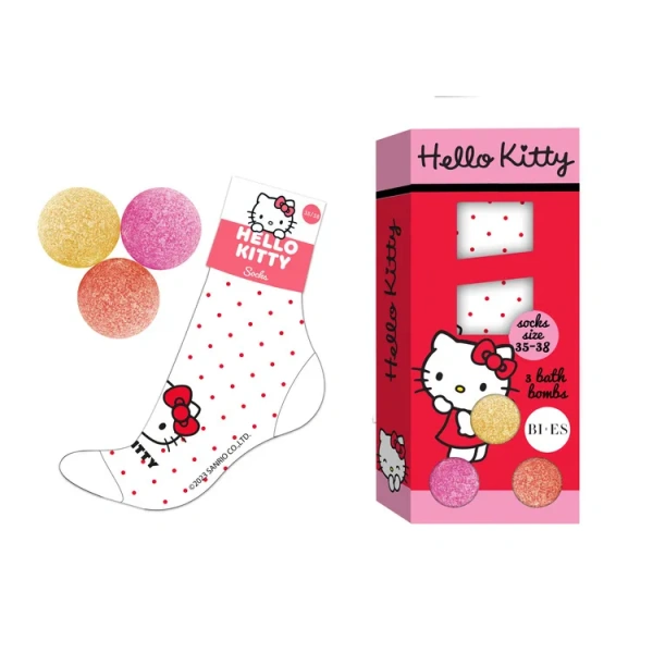 BIES Hello Kitty zestaw kąpielowy kule 3x50g ze skarpetkami 