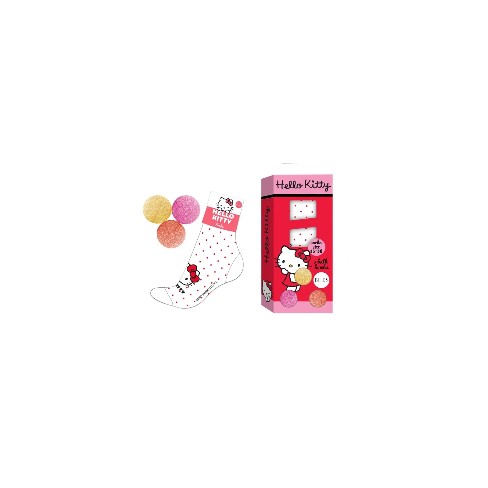 BIES Hello Kitty zestaw kąpielowy kule 3x50g ze skarpetkami 