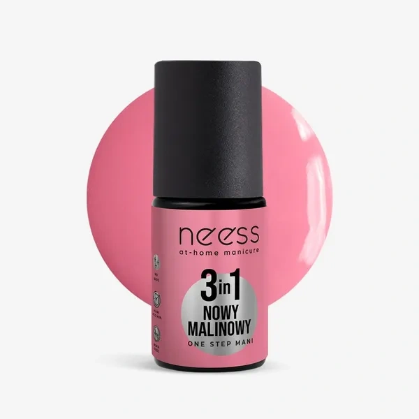 NEESS One Step Mani lakier hybrydowy 3w1 Nowy Malinowy 4ml