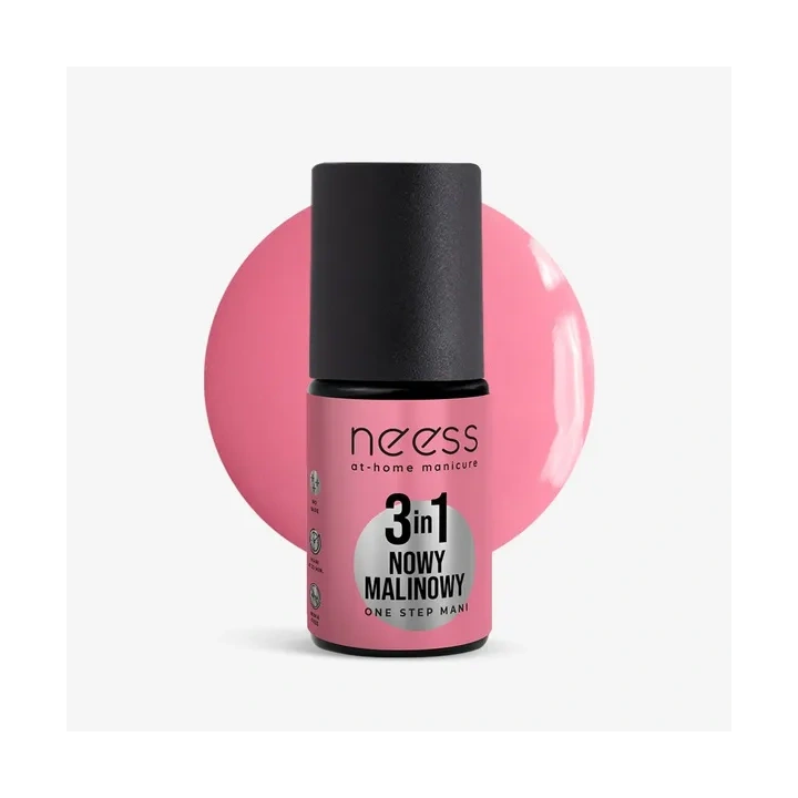 NEESS One Step Mani lakier hybrydowy 3w1 Nowy Malinowy 4ml