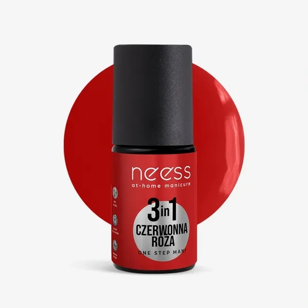 Neess NEESS One Step Mani lakier hydrydowy 3w1 Czerwonna Róża 4ml