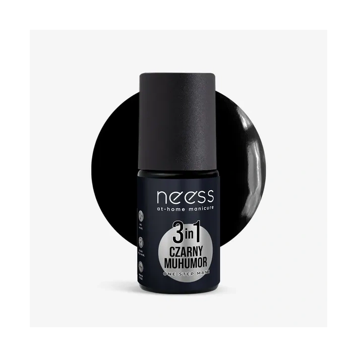 NEESS One Step Mani lakier hybrydowy 3w1 Czarny Muhumur 4ml