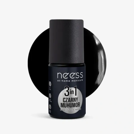 NEESS One Step Mani lakier hybrydowy 3w1 Czarny Muhumur 4ml