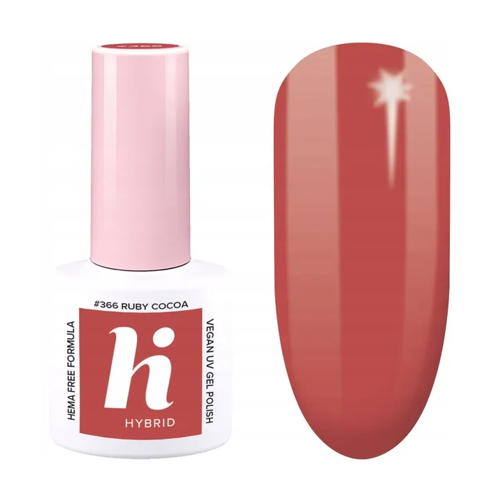 HI HYBRID Coffeehouse lakier hybrydowy Hema Free 366 Ruby Cocoa 5ml