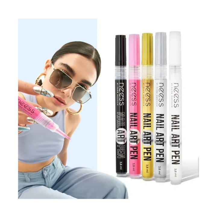 NESS Nail Art Pen pisak do zdobienia paznokci Czarny 2451 3,8ml