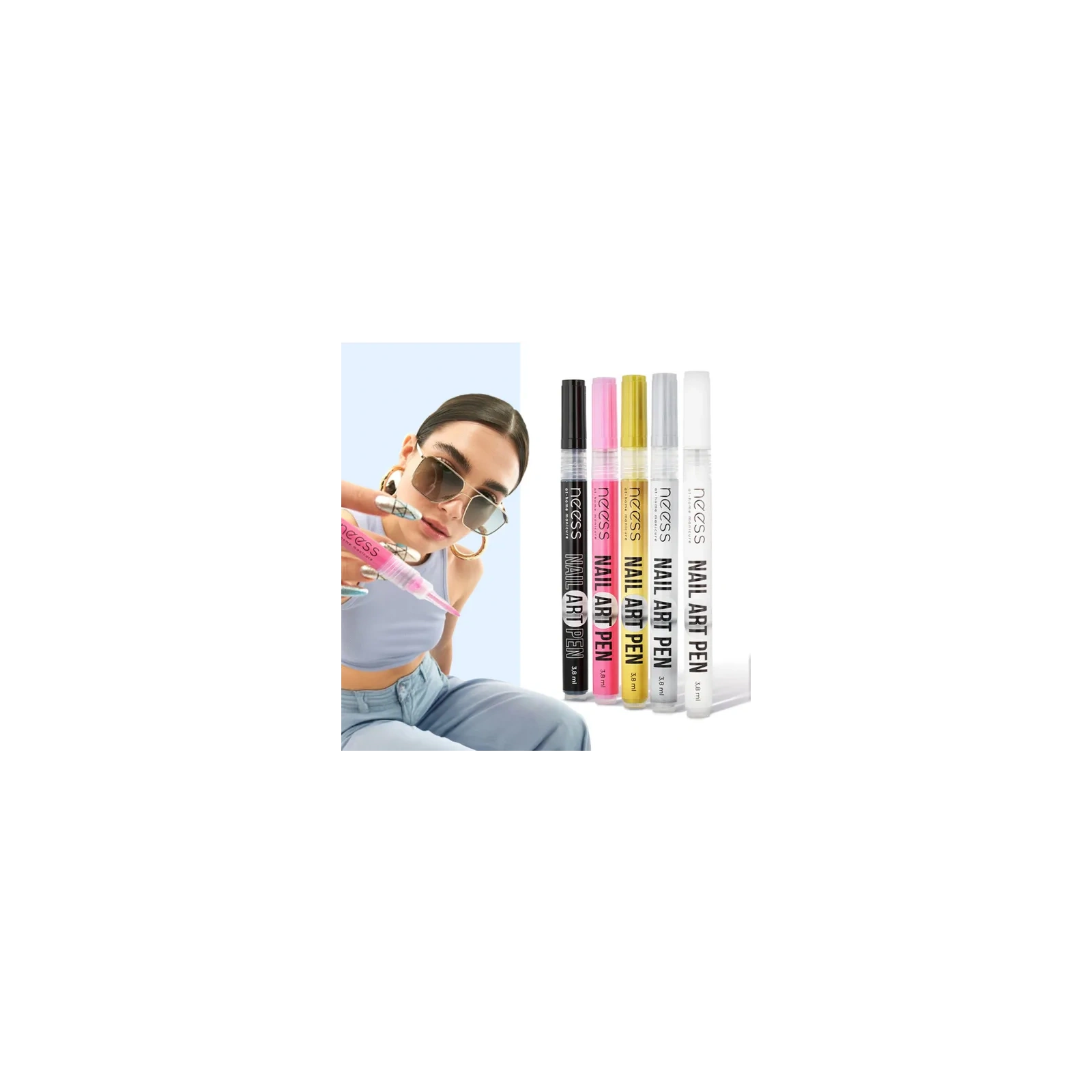 NESS Nail Art Pen pisak do zdobienia paznokci Czarny 2451 3,8ml