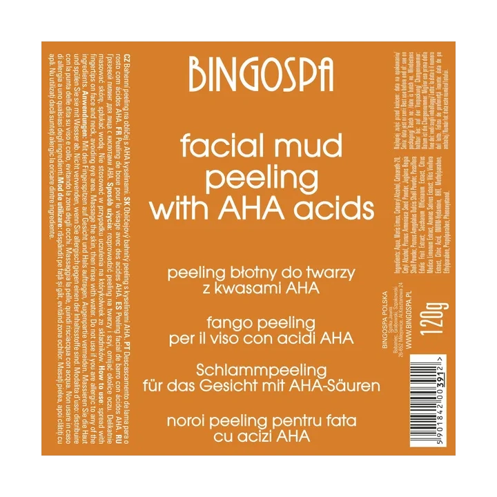 BINGOSPA peeling do twarzy błotny z kwasami AHA 120g