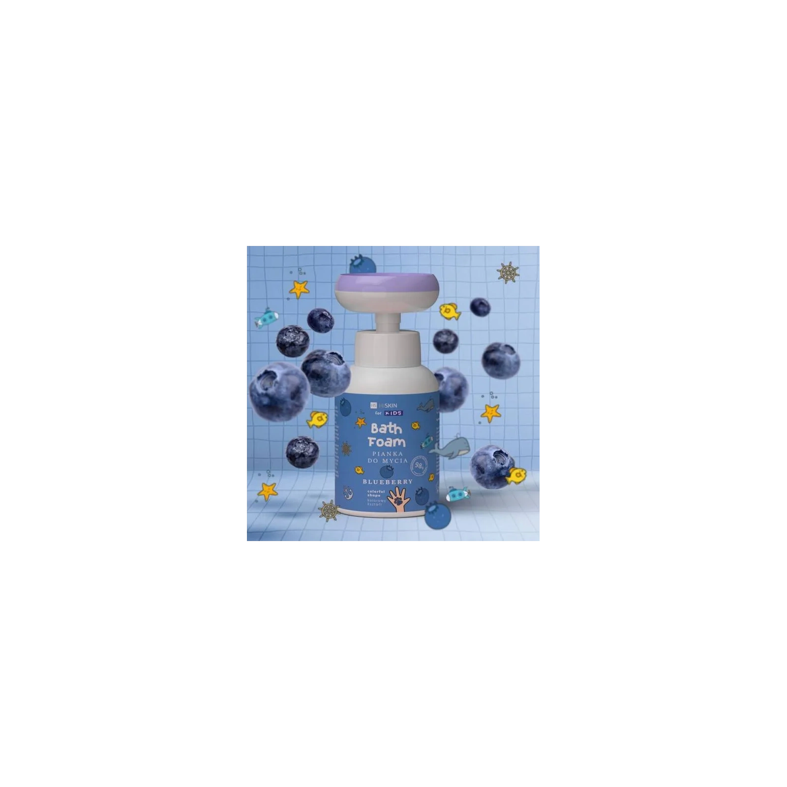 HISKIN Kids pianka do mycia rąk i ciała Bath Foam Bluberry Łapka 300ml 