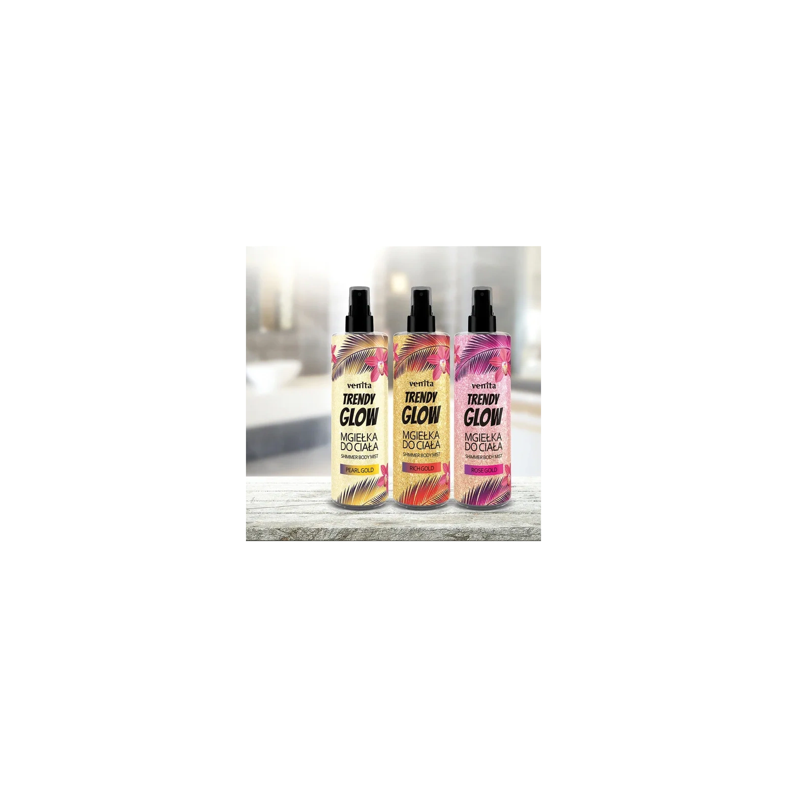 VENITA Trendy Glow Shimmer Body Mist mgiełka do ciała Rich Gold 200ml 