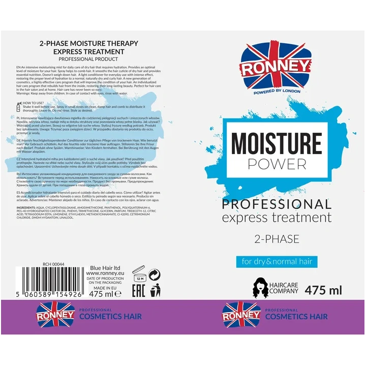 RONNEY Express Treatment Moisture Power odżywka dwufazowa nawilżająca 285ml