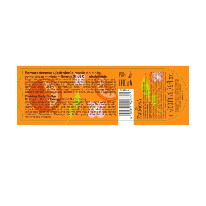 FARMONA Tutti Frutti masło do ciała ujędrniające Minty Orange 200ml