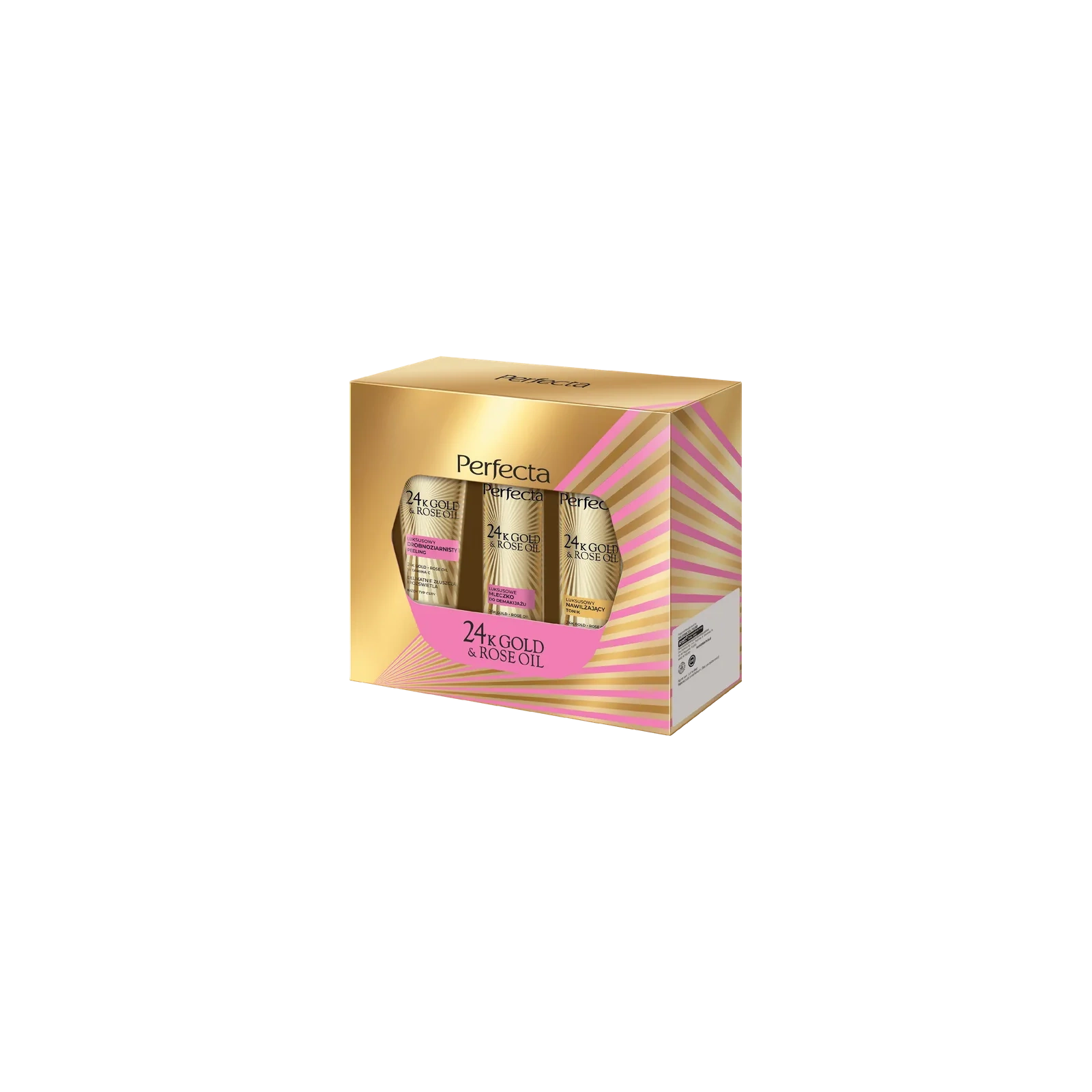 DAX Perfecta 24k Gold & Rose Oil zestaw do twarzy (peeling + mleczko + tonik) 