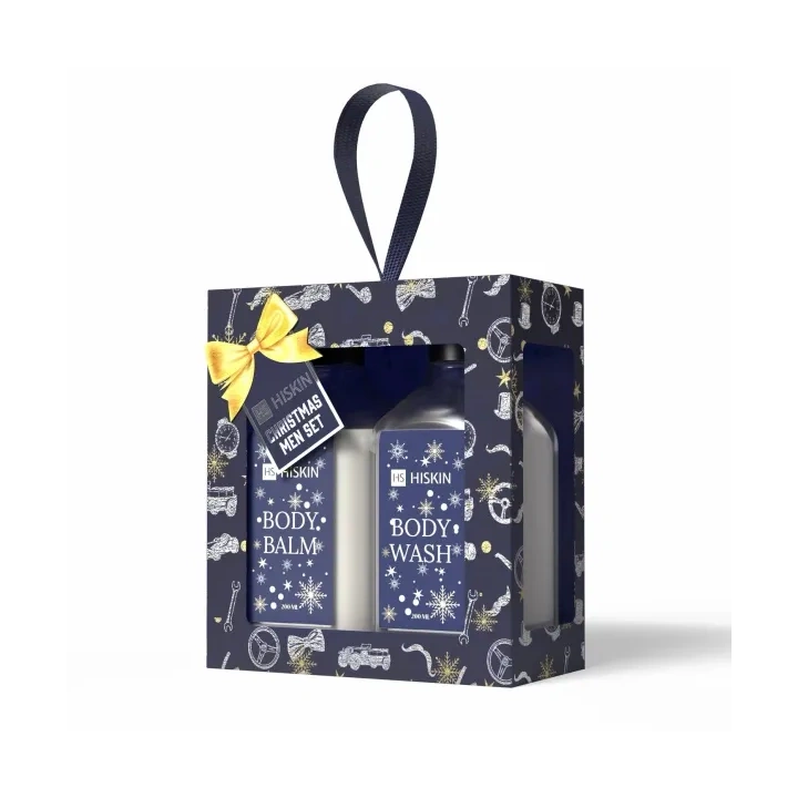 HISKIN Christmas Men Set zestaw [balsam 200ml + żel pod prysznic 200ml] Granat