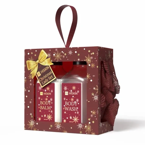 HISKIN Christmas Lady Set zestaw [MYJKA + balsam + żel pod prysznic] Bordo