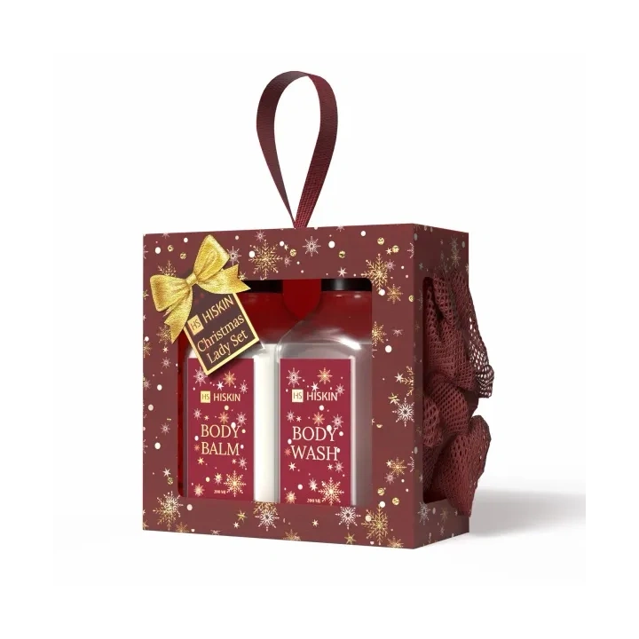 HISKIN Christmas Lady Set zestaw [MYJKA + balsam + żel pod prysznic] Bordo