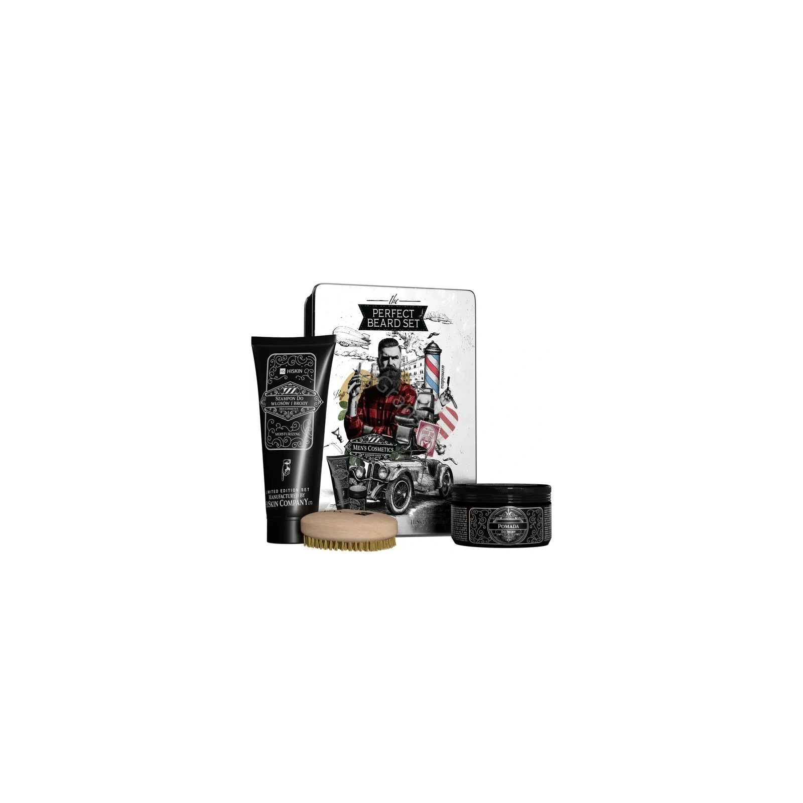 HISKIN Perfect Beard Set zestaw [SZCZOTKA do brody + pomada 100ml + szampon 200ml]