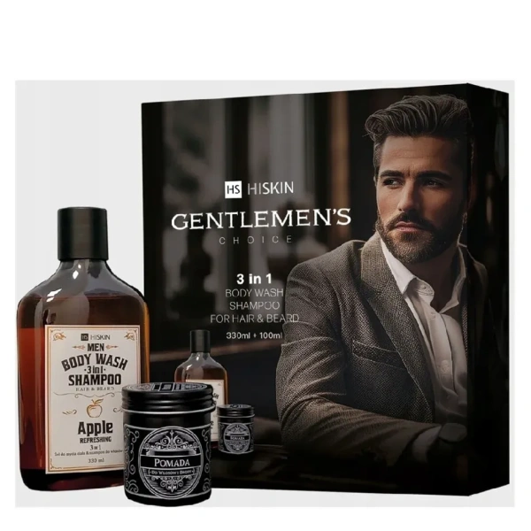 HISKIN Men Gentlemen's Choice zestaw [szampon 330ml + pomada do włosów 100ml]