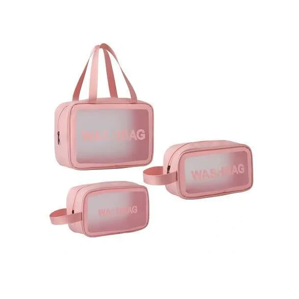 ECARLA zestaw 3 kosmetyczek WASHBAG Pudrowy róż KS83